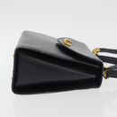 BALLY Hand Bag Leather 2way Navy Gold Auth 177155A-4