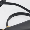 BALLY Hand Bag Leather 2way Navy Gold Auth 177155A-8