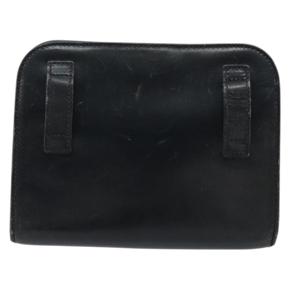 Salvatore Ferragamo Gancini Shoulder Bag Leather Navy Gold Auth 177157