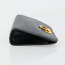 Salvatore Ferragamo Gancini Shoulder Bag Leather Navy Gold Auth 177157-3