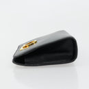 Salvatore Ferragamo Gancini Shoulder Bag Leather Navy Gold Auth 177157-4