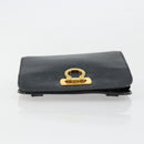 Salvatore Ferragamo Gancini Shoulder Bag Leather Navy Gold Auth 177157-5