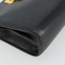 Salvatore Ferragamo Gancini Shoulder Bag Leather Navy Gold Auth 177157-14
