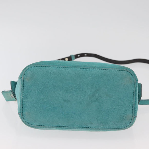 BALLY Hand Bag Suede 2way Light Blue Gold Auth 177158A