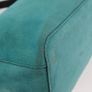 BALLY Hand Bag Suede 2way Light Blue Gold Auth 177158A-12