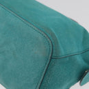BALLY Hand Bag Suede 2way Light Blue Gold Auth 177158A-13