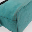 BALLY Hand Bag Suede 2way Light Blue Gold Auth 177158A-14