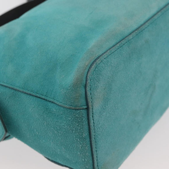 BALLY Hand Bag Suede 2way Light Blue Gold Auth 177158A