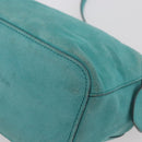 BALLY Hand Bag Suede 2way Light Blue Gold Auth 177158A-15