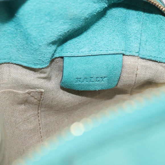 BALLY Hand Bag Suede 2way Light Blue Gold Auth 177158A