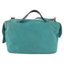 BALLY Hand Bag Suede 2way Light Blue Gold Auth 177158A-2