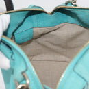 BALLY Hand Bag Suede 2way Light Blue Gold Auth 177158A-20