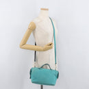 BALLY Hand Bag Suede 2way Light Blue Gold Auth 177158A-24