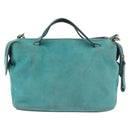 BALLY Hand Bag Suede 2way Light Blue Gold Auth 177158A-3