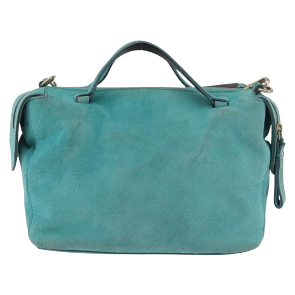 BALLY Hand Bag Suede 2way Light Blue Gold Auth 177158A