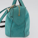 BALLY Hand Bag Suede 2way Light Blue Gold Auth 177158A-4
