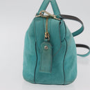 BALLY Hand Bag Suede 2way Light Blue Gold Auth 177158A-5
