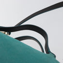 BALLY Hand Bag Suede 2way Light Blue Gold Auth 177158A-8