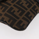 FENDI Zucca Canvas Shoulder Bag Black Brown Auth 177159A-14