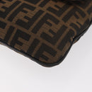 FENDI Zucca Canvas Shoulder Bag Black Brown Auth 177159A-15