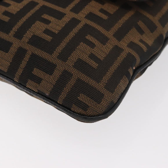 FENDI Zucca Canvas Shoulder Bag Black Brown Auth 177159A