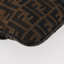FENDI Zucca Canvas Shoulder Bag Black Brown Auth 177159A-16