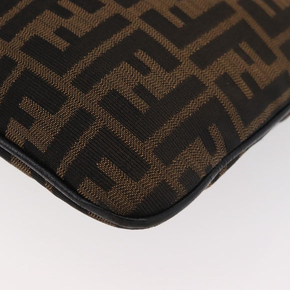 FENDI Zucca Canvas Shoulder Bag Black Brown Auth 177159A