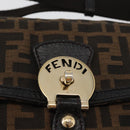 FENDI Zucca Canvas Shoulder Bag Black Brown Auth 177159A-18