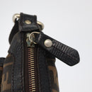 FENDI Zucca Canvas Shoulder Bag Black Brown Auth 177159A-9