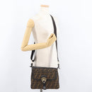 FENDI Zucca Canvas Shoulder Bag Black Brown Auth 177159A-23