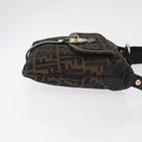 FENDI Zucca Canvas Shoulder Bag Black Brown Auth 177159A-3