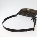 FENDI Zucca Canvas Shoulder Bag Black Brown Auth 177159A-7
