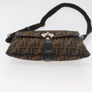 FENDI Zucca Canvas Shoulder Bag Black Brown Auth 177159A-5