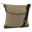 GUCCI GG Canvas Shoulder Bag Beige Silver 145857 Auth 177160-1