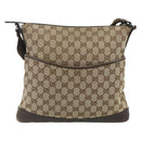 GUCCI GG Canvas Shoulder Bag Beige Silver 145857 Auth 177160-2