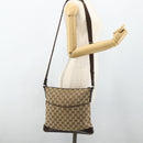 GUCCI GG Canvas Shoulder Bag Beige Silver 145857 Auth 177160-23