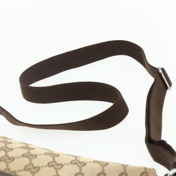 GUCCI GG Canvas Shoulder Bag Beige Silver 145857 Auth 177160