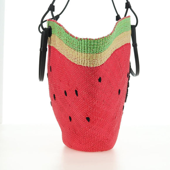 LOEWE Watermelon Tote Bag Raffia 2way Red Auth 177162SAV