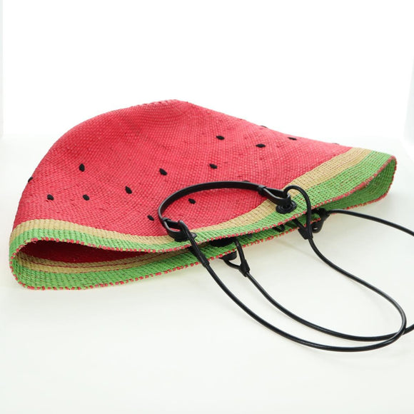 LOEWE Watermelon Tote Bag Raffia 2way Red Auth 177162SAV