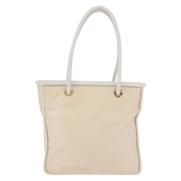 CELINE Tote Bag Nylon Ivoor Goud Auth 177163