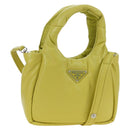 PRADA Hand Bag Leather 2way Yellow Silver Auth 177165SAM-1
