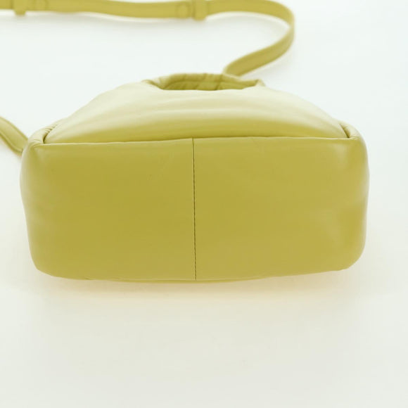 PRADA Hand Bag Leather 2way Yellow Silver Auth 177165SAM