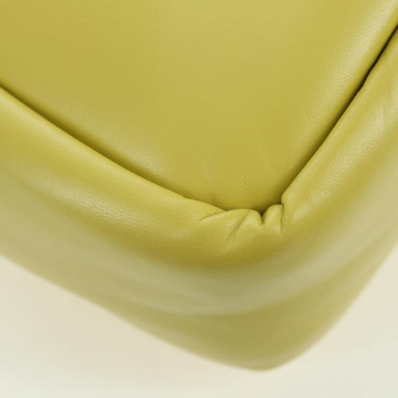 PRADA Hand Bag Leather 2way Yellow Silver Auth 177165SAM