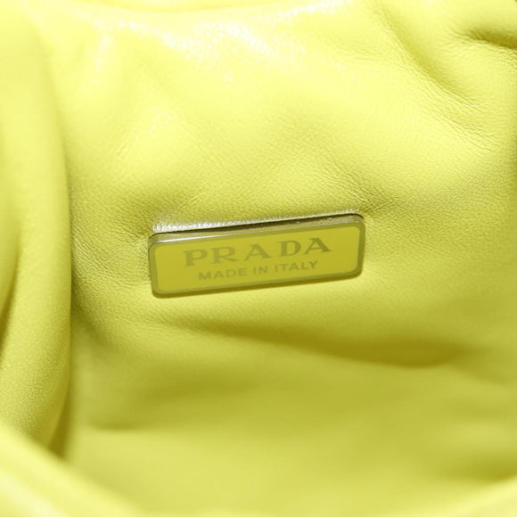 PRADA Hand Bag Leather 2way Yellow Silver Auth 177165SAM