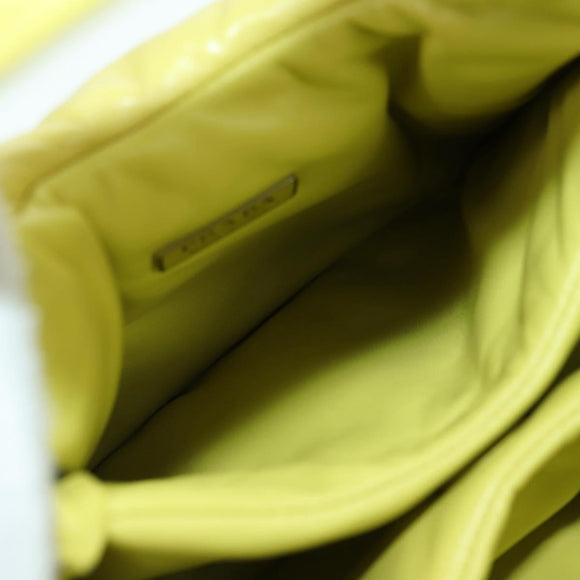 PRADA Hand Bag Leather 2way Yellow Silver Auth 177165SAM