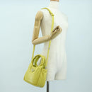 PRADA Hand Bag Leather 2way Yellow Silver Auth 177165SAM-24