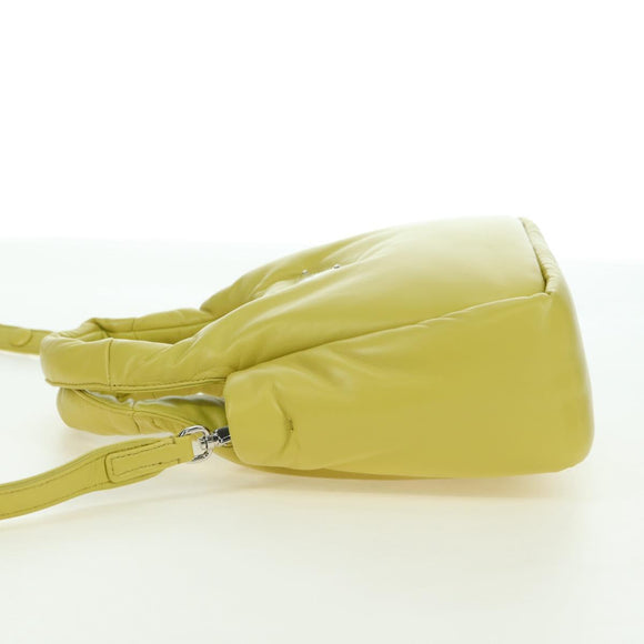 PRADA Hand Bag Leather 2way Yellow Silver Auth 177165SAM