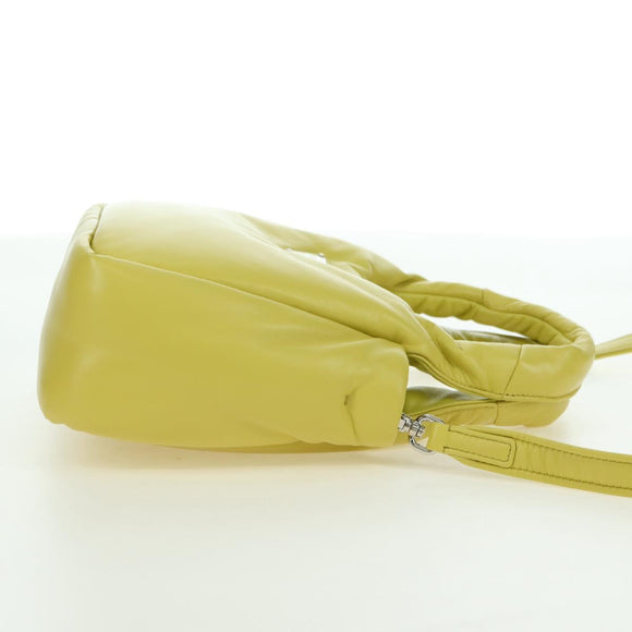 PRADA Hand Bag Leather 2way Yellow Silver Auth 177165SAM
