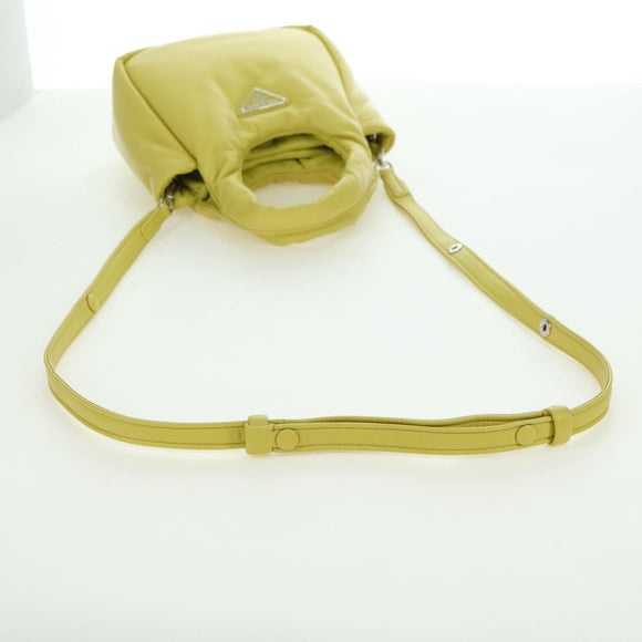 PRADA Hand Bag Leather 2way Yellow Silver Auth 177165SAM