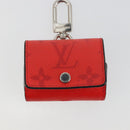 LOUIS VUITTON Tiger Lama Monogram Earphone Pouch Red M77284 LV Auth 177172A-3